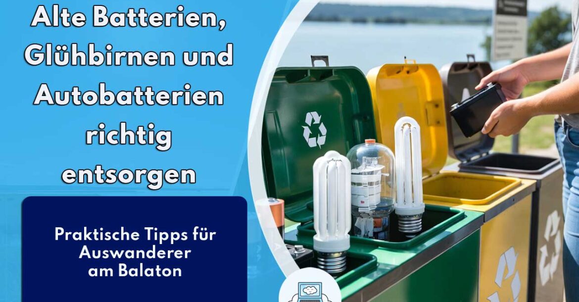 Glühbirnen, Batterien und Autobatterien in Ungarn am Balaton richtig entsorgen.