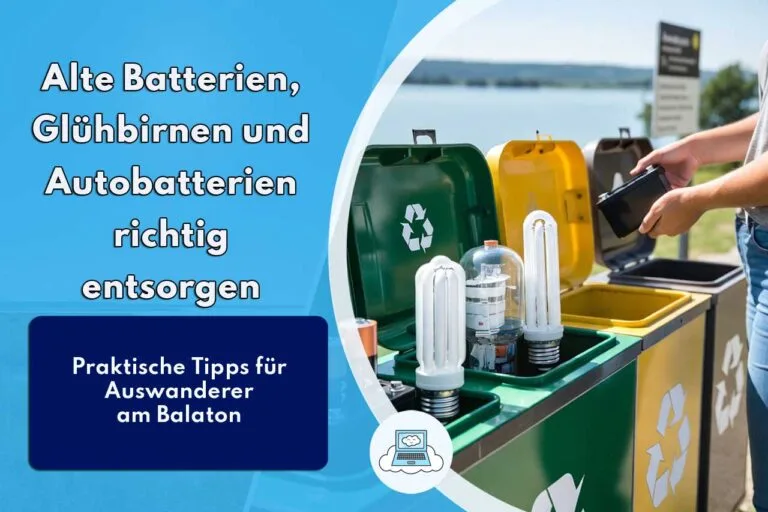Glühbirnen, Batterien und Autobatterien in Ungarn am Balaton richtig entsorgen.